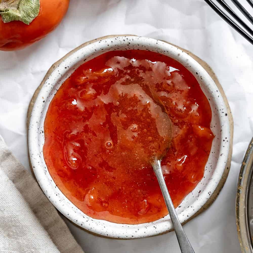 completed Easy Persimmon Jam in a bowl