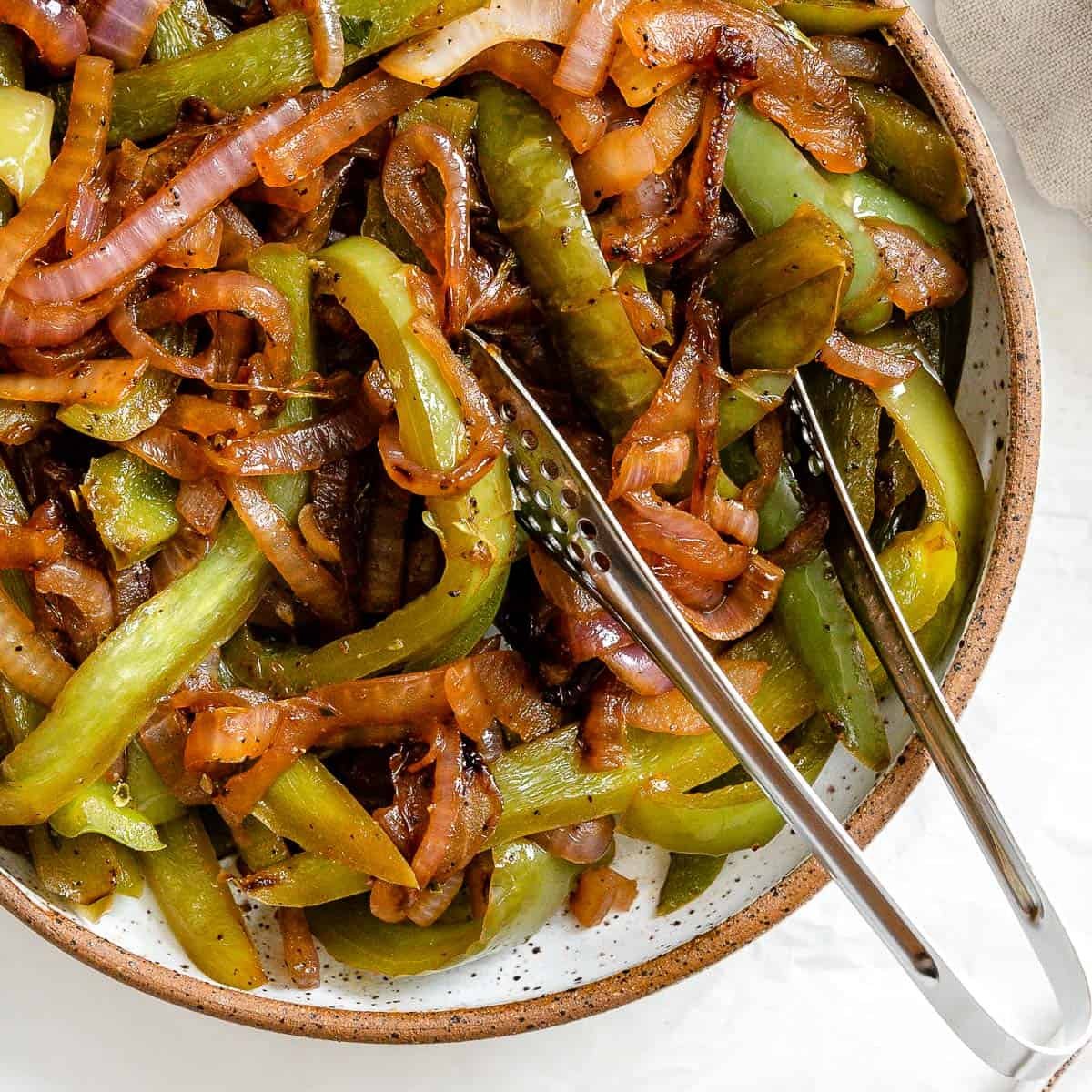 completed Fajita Vegetables (Chipotle Copycat) plated on a plate